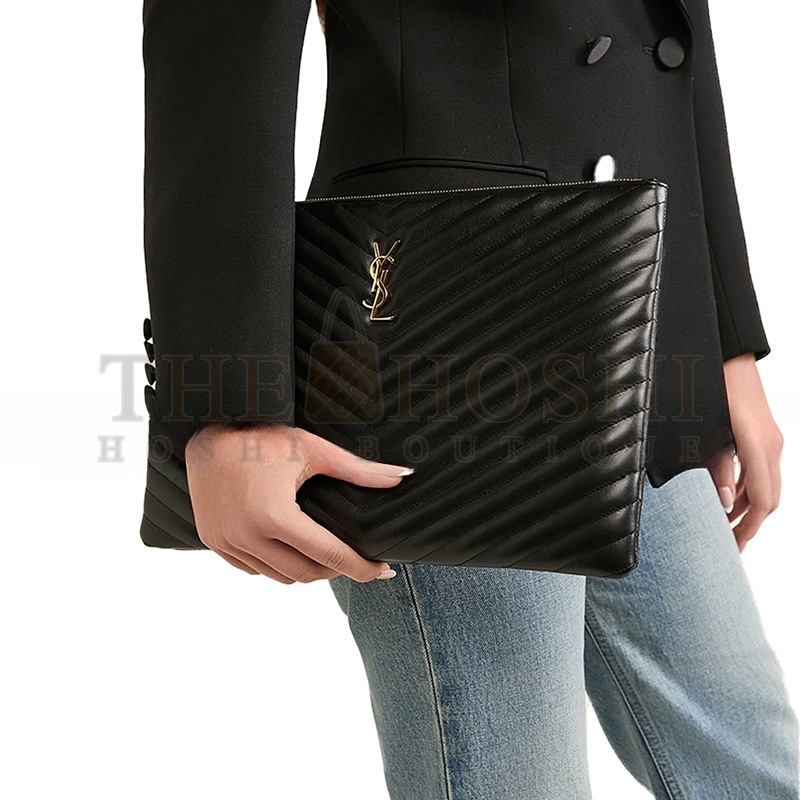 Y51 BLACK QUILTED CLUTCH 603601718 (36*24*2cm) Master Quality